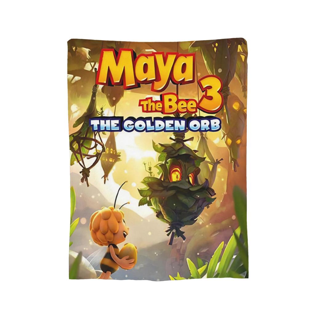 Maya The Bee With Flowers Cartoon Throw Blanket for Couch  Fuzzy Soft Plush Blanket 50x60 Inches Multiple Sizes Bedspreads