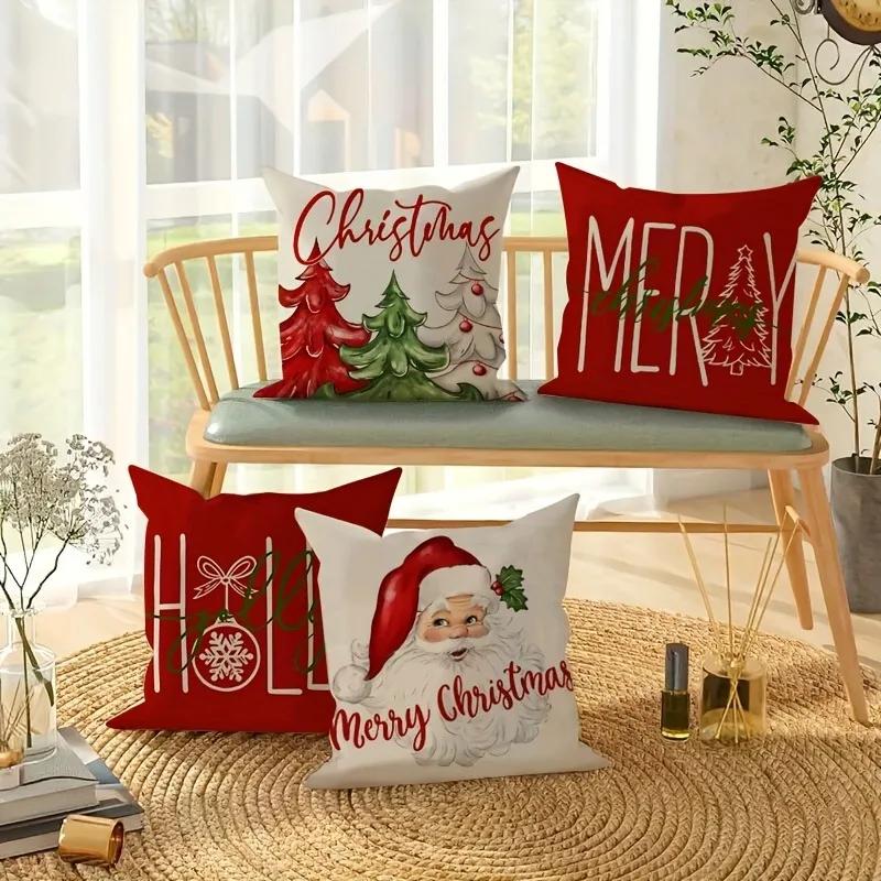 Christmas decoration Pillowcase Merry Christmas New Year Gift Santa Claus Christmas Tree Pillow Cover Home Sofa Cushion Cover