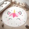 Enchanted Unicorn Floral Round Rug for Home Decor Magical Rainbow Playful Floor Mat for Kids Nursery Bedroom Fantasy Decor
