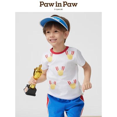 PawinPaw Cartoon Bear Boys' Round Neck Print T-Shirt