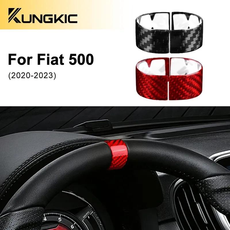 For Fiat 500 Abarth 595 695     Real Hard Carbon Fiber Trim Sticker Car Steering Wheel Ring Accessories