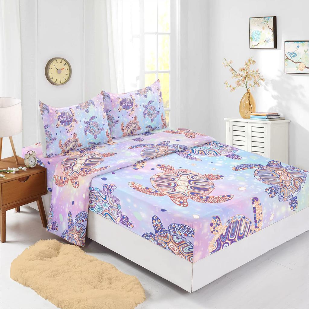 Ocean Beach Turtle Pattern Sheet Four-Piece Bedding Set Bedroom Dormitory Bedding Decoration