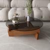 Nordic Creative Transparent Glass Solid Wood Coffee Tables Living Room Vintage Minimalist Tea Table Hall Design Home Furniture