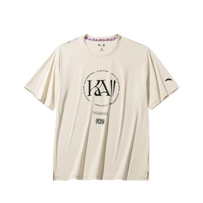 Anta Maglietta Girocollo Serie Kyrie Irving Lettera Traspirante Versatile Manica Corta Top Unisex Bianco Chiaro di Luna 172431111-1