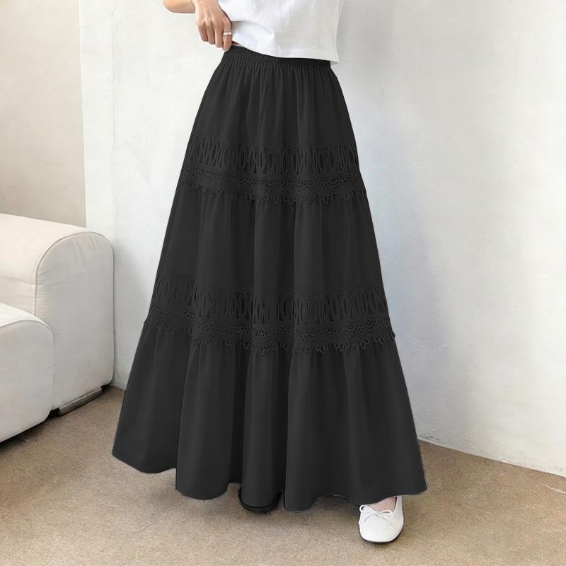 ZANZEA Kadın Rahat Elastik Bel Bol Tatil Uzun Etekler