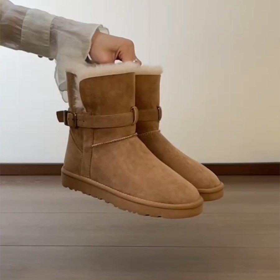 Warm platform cotton shoes fur new winter snow boots extra thick velvet design thickened integrated middle tube
