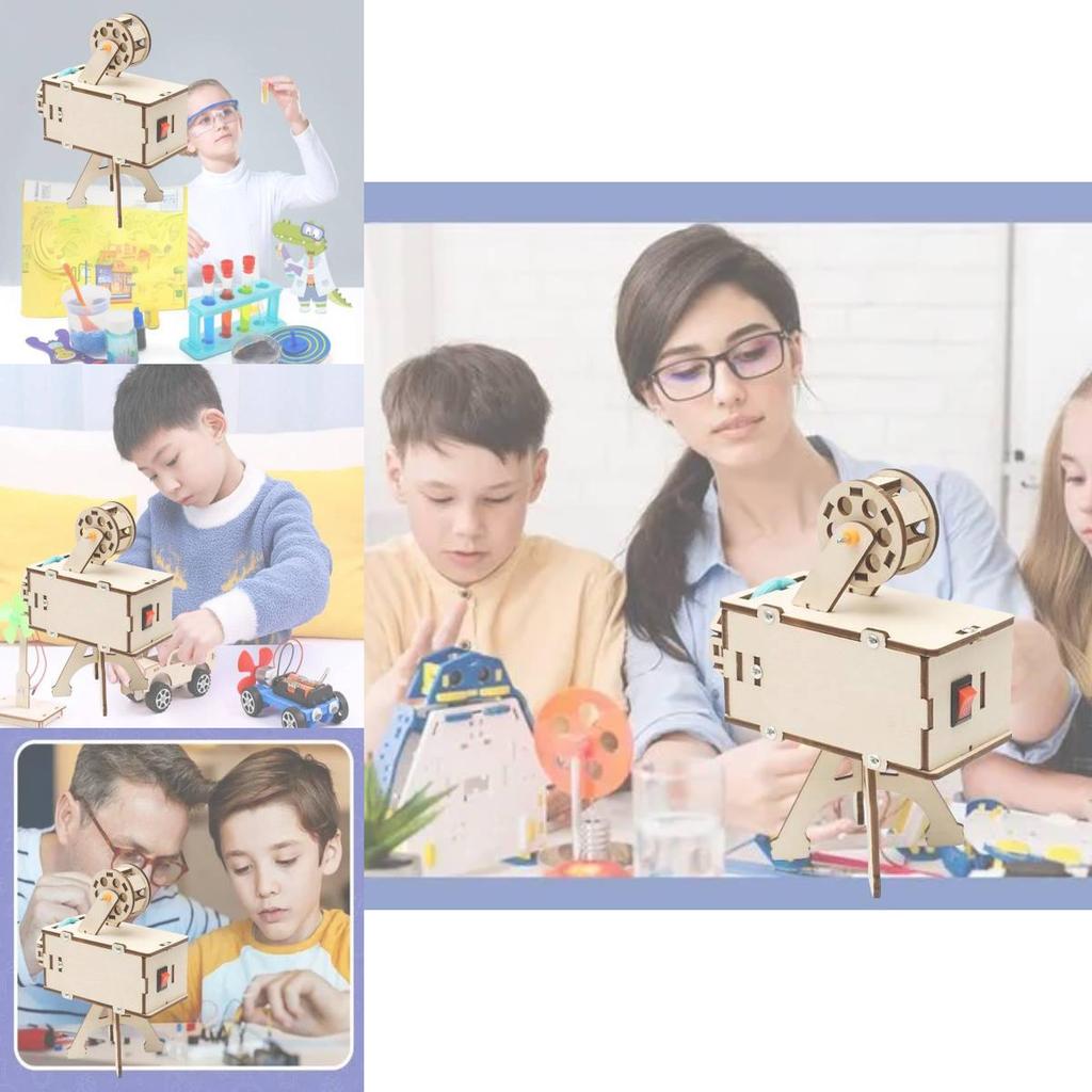 Wooden Diy Science Projector Kit Fun Physics Experiment Toy For Elementary School Students R-61