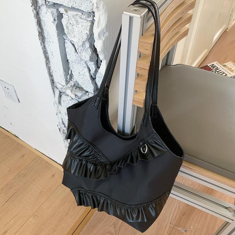 

Lace edge bow underarm bag women s summer new fashion casual commuter shoulder tote bag чёрный