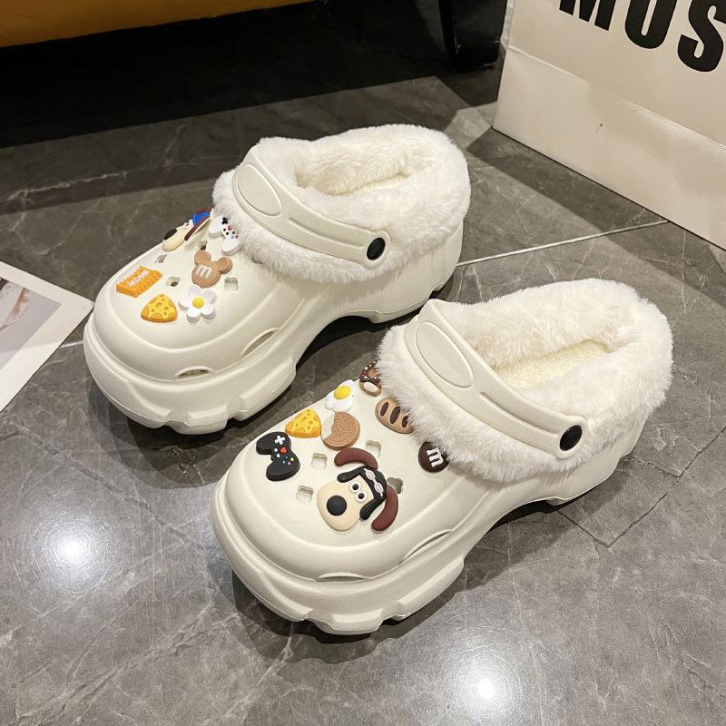 Damskie zimowe buty bawełniane na grubej podeszwie, ocieplane polarem, antypoślizgowe, podwyższające, codzienne