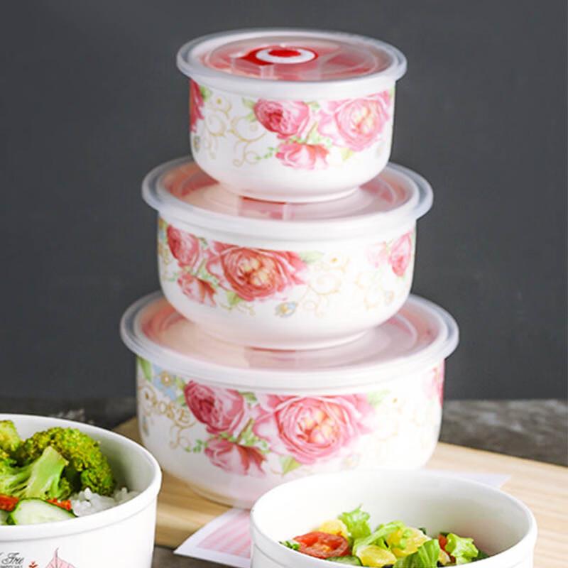 Ziyaoya Elegant Rose Ceramic Food Storage Bowl Set
