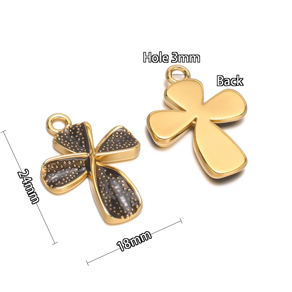 5pcs Stainless Steel Transparent Enamel Cross Dot Charms Pendant for Necklace Findings DIY Jewelry Earrings Making Supplies