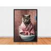 Animal Lion Pink Bathrobe In Bathtub Funny Sloth Panda Wolf Poster Print Wall Art Pictures Canvas Painting Room Home Decor Gift