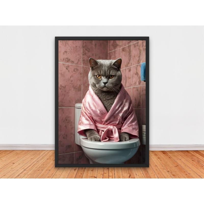 Animal Lion Pink Bathrobe In Bathtub Funny Sloth Panda Wolf Poster Print Wall Art Pictures Canvas Painting Room Home Decor Gift