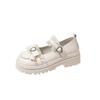 Fashion Shoes for Women 2025 New Summer High Quality PU Mary Jane Shoes Round Toe Medium Heel Bow Knot One-Word Buckle Women's Shoes