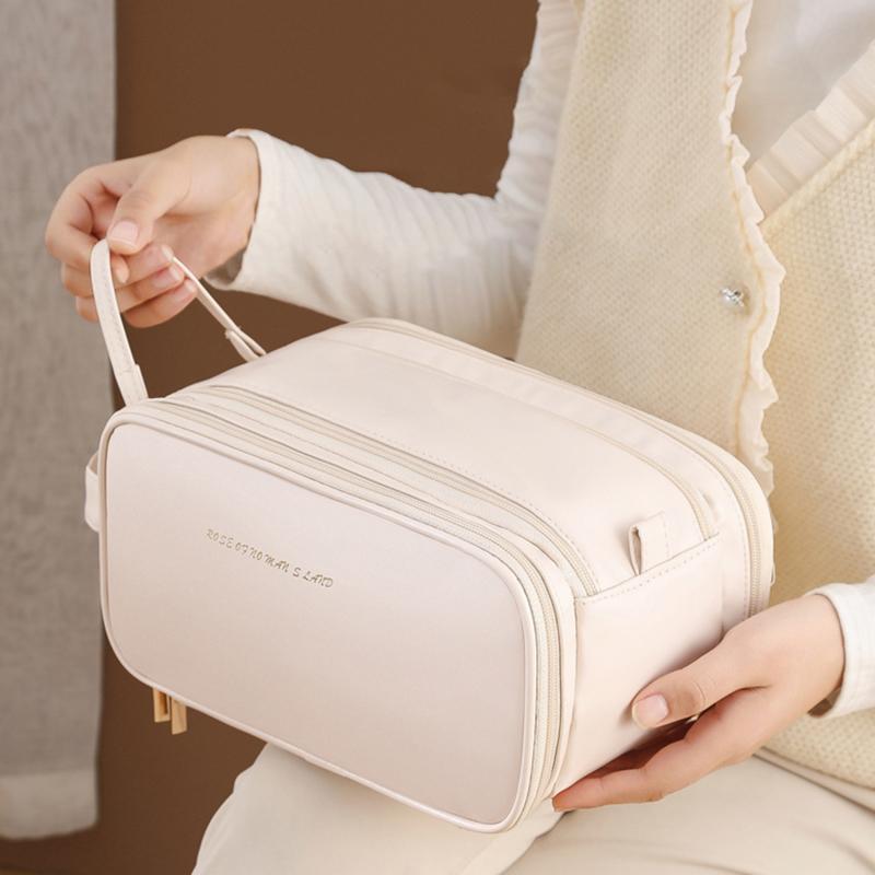 Viaje doble de la PU de la cremallera para el organizador del almacenamiento del bolso del artículo de tocador de la capacidad grande del bolso cosmético de las mujeres