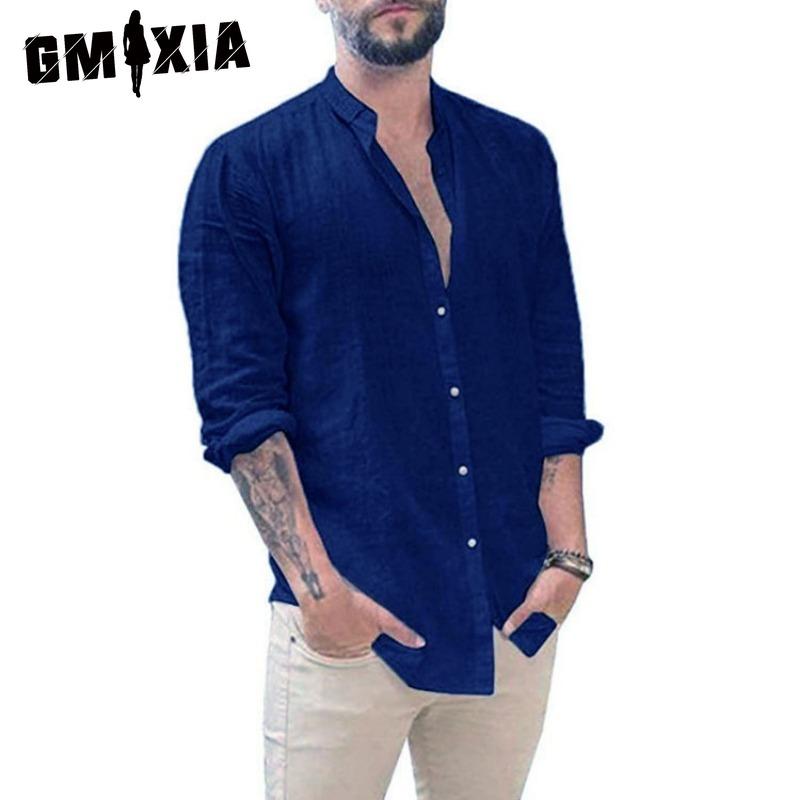 GMXIA Cotton Long Sleeve T-shirt Men's Fashion Loose Shirt Printed Compassionate Shirt