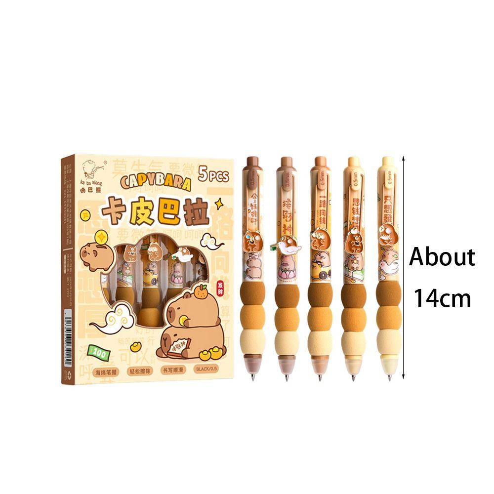 5PCS/Set Press Capibara Gel Pen Quick Drying Signature Pen Cute Writing Tool  Student