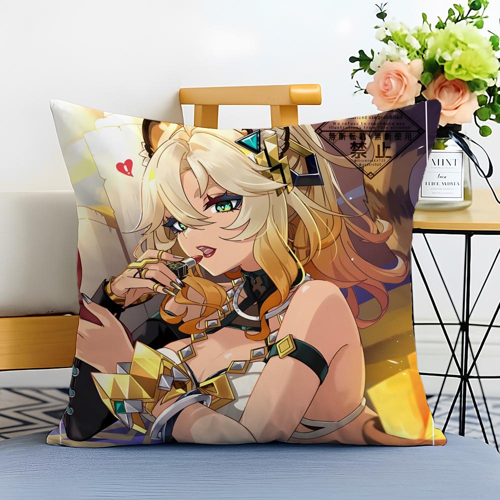Game Genshin Xilonen Cushion Cover Washable Linen Pillowcase Soft For Sofa Bed Cozy Home Room Decor