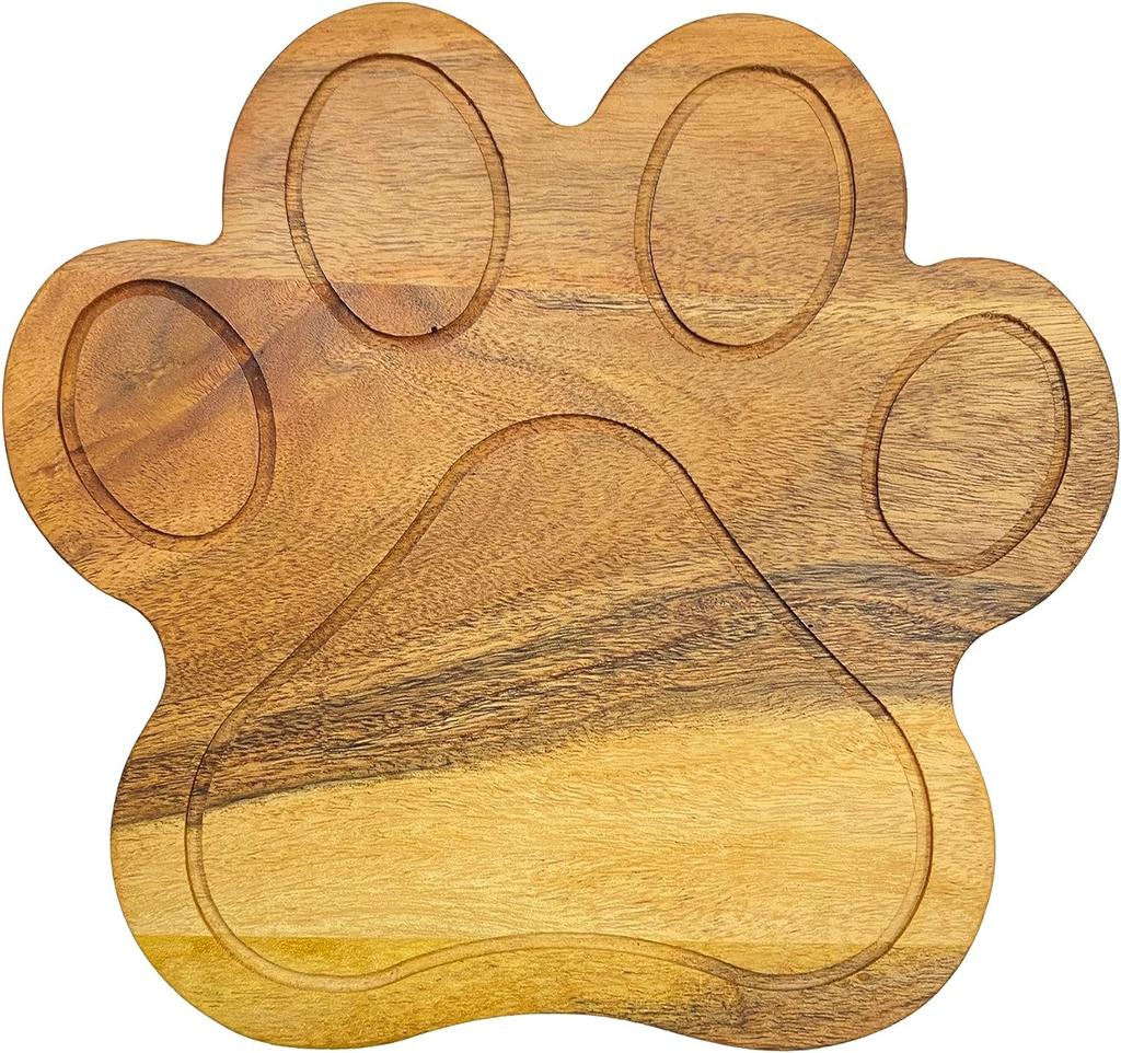 Funny Paw Shaped Wood Cutting Board for Kitchen with Groove, 10.25"L x 11"W Decorative Funny Paw Charcuterie Serving Board