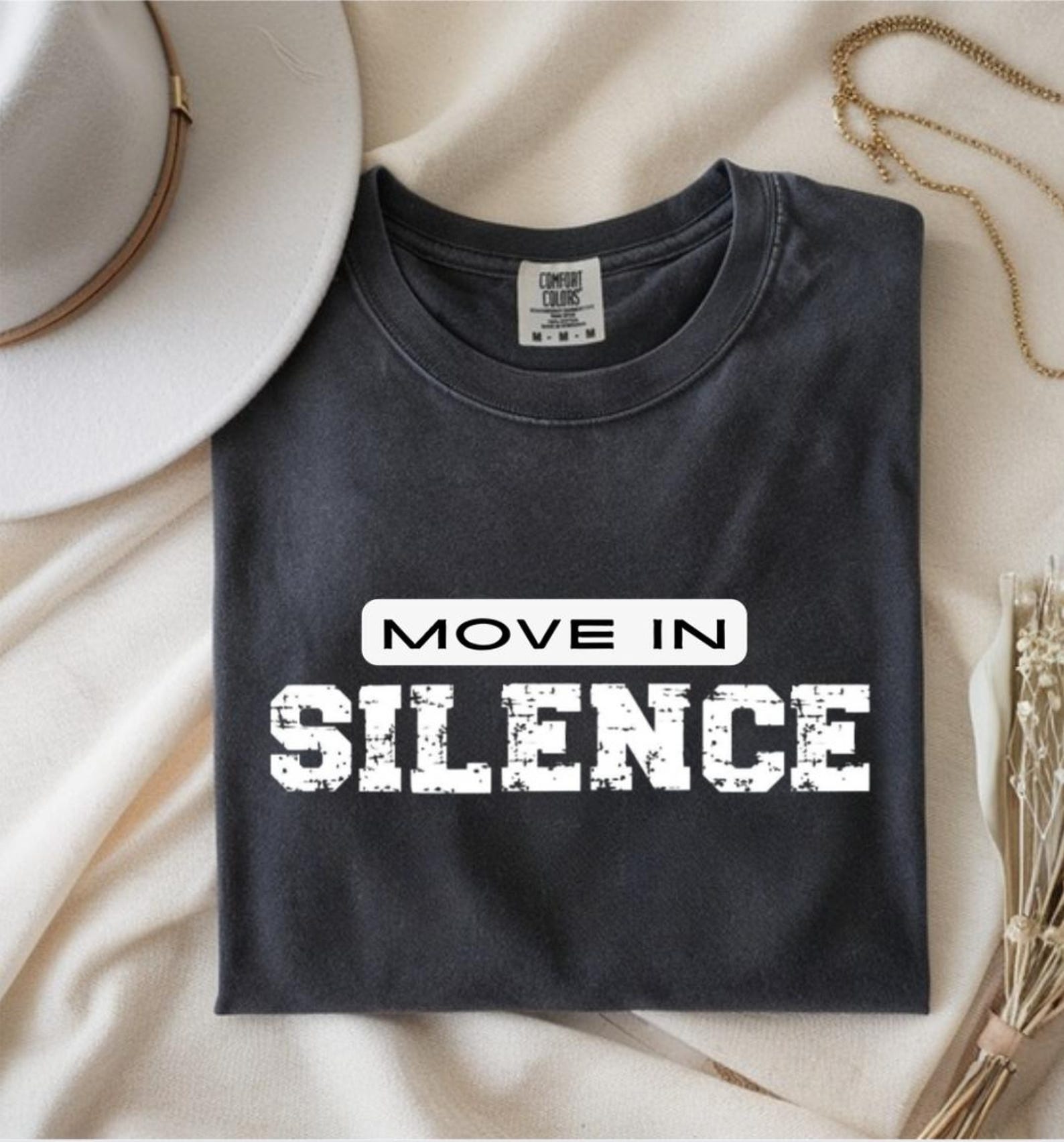 Move In Silence Shirt, Motivational Quote T-Shirt, Minimalist Graphic Tee, Hustle Mindset Shirt, Streetwear Quote Shirt S