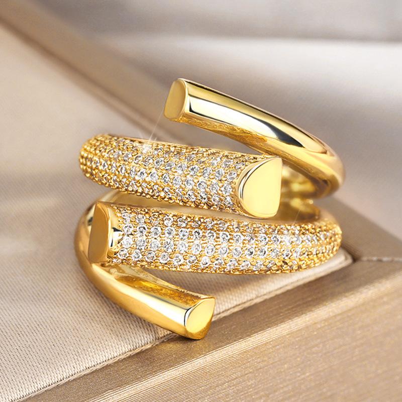 European And Korean Super Flash Internet Celebrity Open Ring Fashion Super Fire Tide Personality Niche Geometric Tooling Design Ring Woman