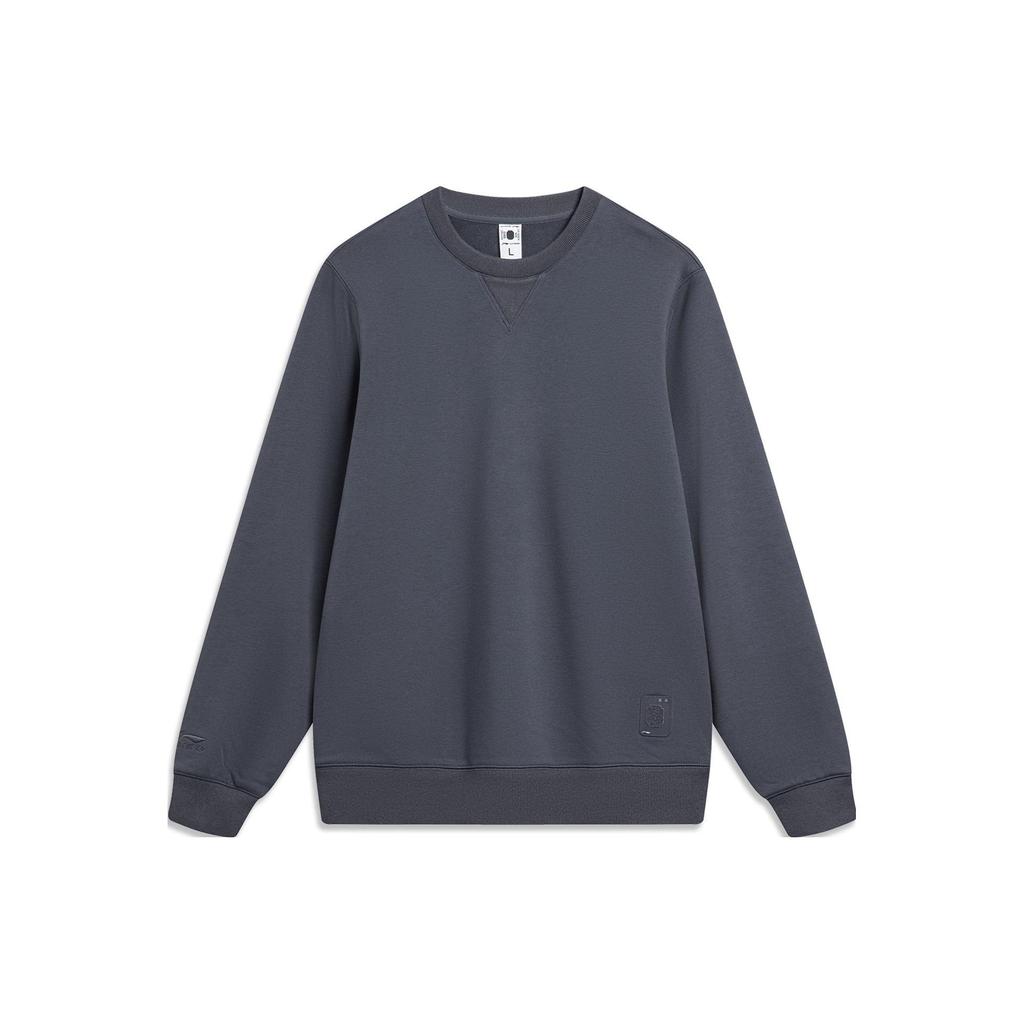 Li Ning China Color Series Solid Color Crew Neck Pullover Sweatshirt Men sweatshirt Dark-Blue AWDU029-7