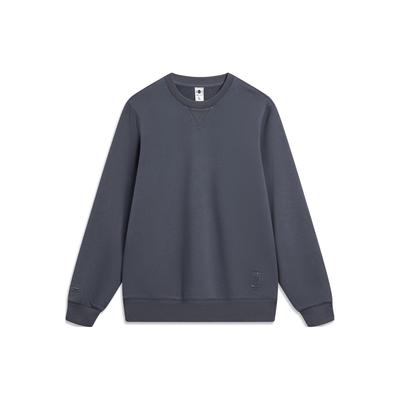 Li Ning China Color Series Solid Color Crew Neck Pullover Sweatshirt Men Sweatshirt Dark-Blue AWDU029-7