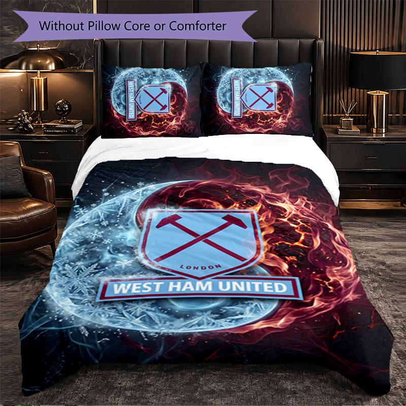 West Ham United Calcio Set Biancheria da Letto 3 Pezzi Morbido Set Copripiumino con Federe Set Decorazione Camera da Letto per la Casa