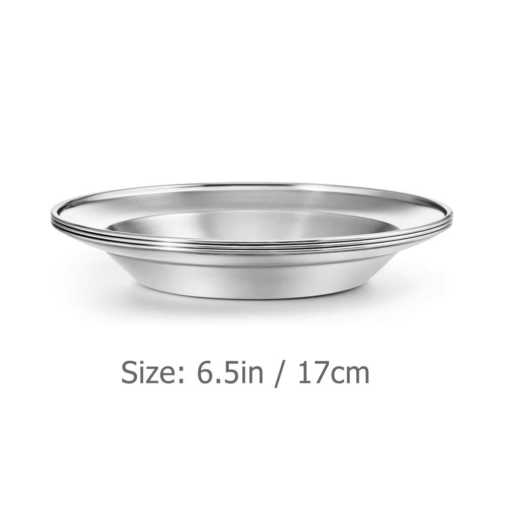 

3Pcs Stainless Steel Round Plates, Ultra-Portable Dinnerware Set, Dinner Dishes Fruit Plates for Outdoor Camping Picnic BBQ