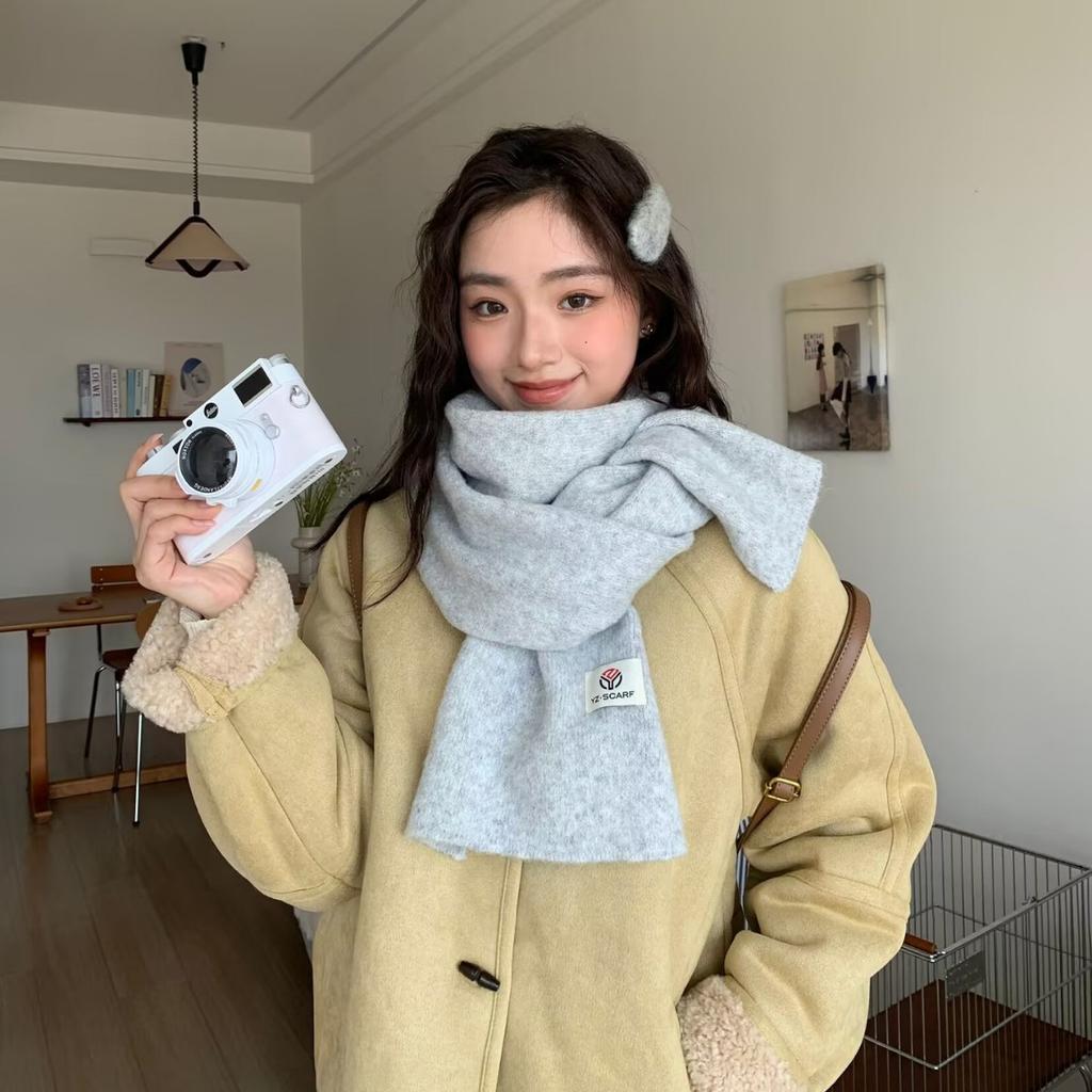 New winter scarf women's high-end sense versatile and cute wool knitted scarf men's neck protection to keep warm Korean version tide
