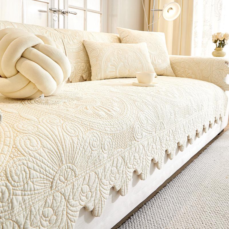 

Французская ретро однотонная подушка для дивана 2025 новая фигурная подушка для сиденья в стиле легкой роскоши из стираемого хлопка, универсальный чехол для дивана на четыре сезона 90*120cm