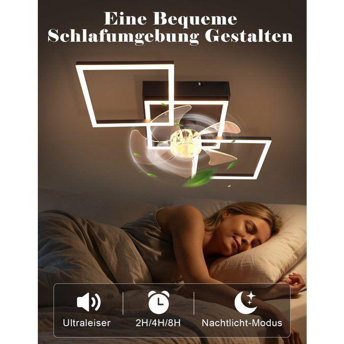 Ventilateur de plafond silencieux NETTLIFE avec éclairage LED, 3000-6500K, 6 vitesses, télécommande minuterie, chambre/salon, 68 cm