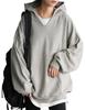 [antiqua] Antiqua Women's Long-Sleeve Plain Ribbed Piqué Knit Hoodie ZA-00282 One Size 15 Heather Gray