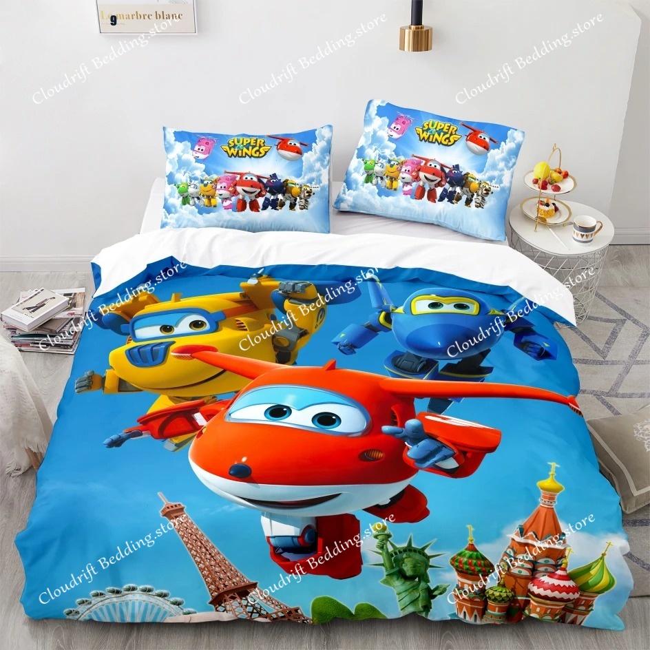 Super Wings Bedding Set Bedspread Single Twin Full Queen King Size Game Super Wings Bed Set Children's Kid Bedroom Duvetcover
