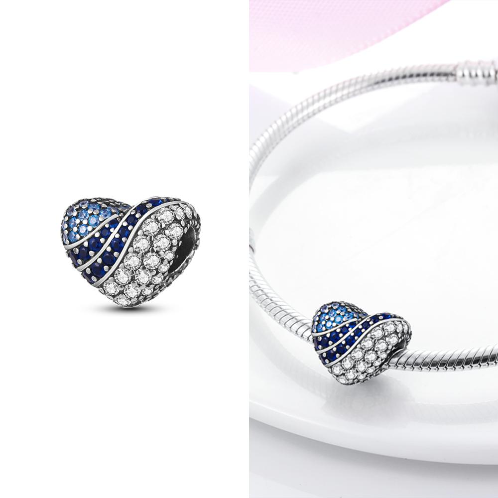 Original Charms Copper Pink Love Heart Zircon Cherry Love Rose Flower Beads Fit Bracelet Women Jewelry Diy Accessory Gift