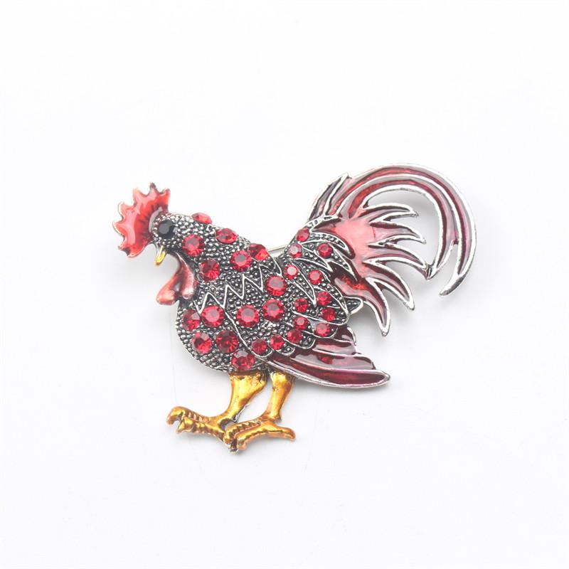 New Rooster Brooch Vintage Luxury Multi-colored Rhinestone Corsage Dress Pin Accessory Gift