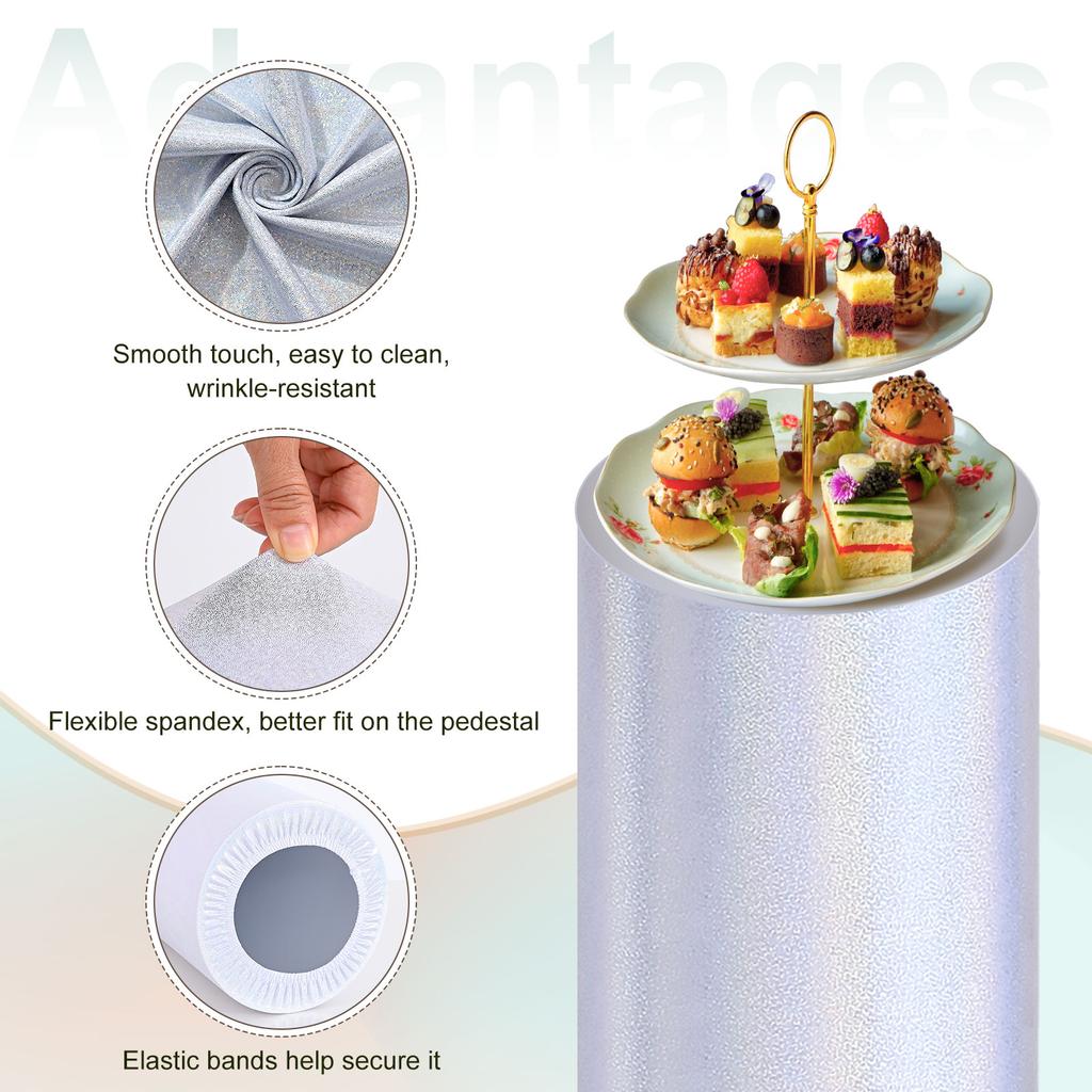 3pcs Plinth Stand Cover Laser Reflective Fabric Pedestal Column Cylinder Cover Cylinder Spandex Stand Cover for Birthday Wedding
