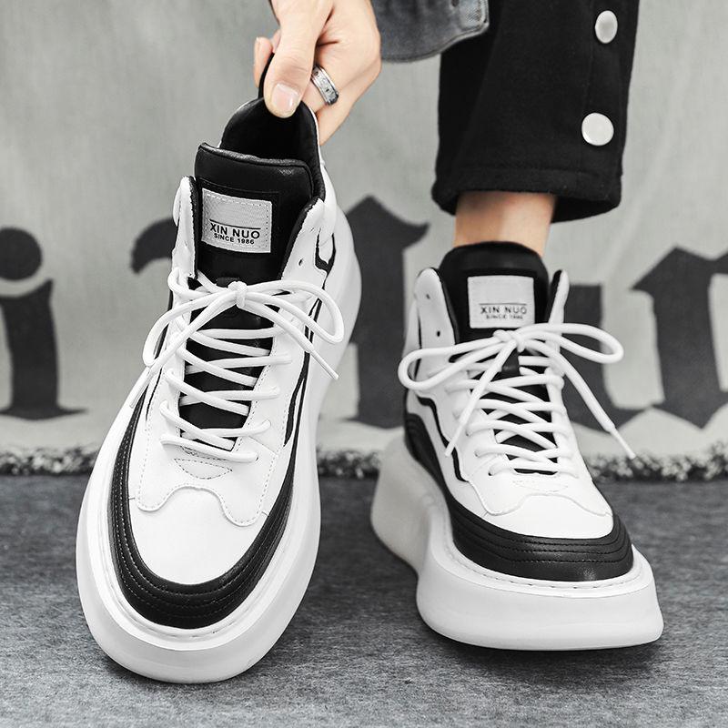 Men's Trendy High-Top Winter Shoes: Casual, Wear-Resistant, Thick Sole Sports Sneakers