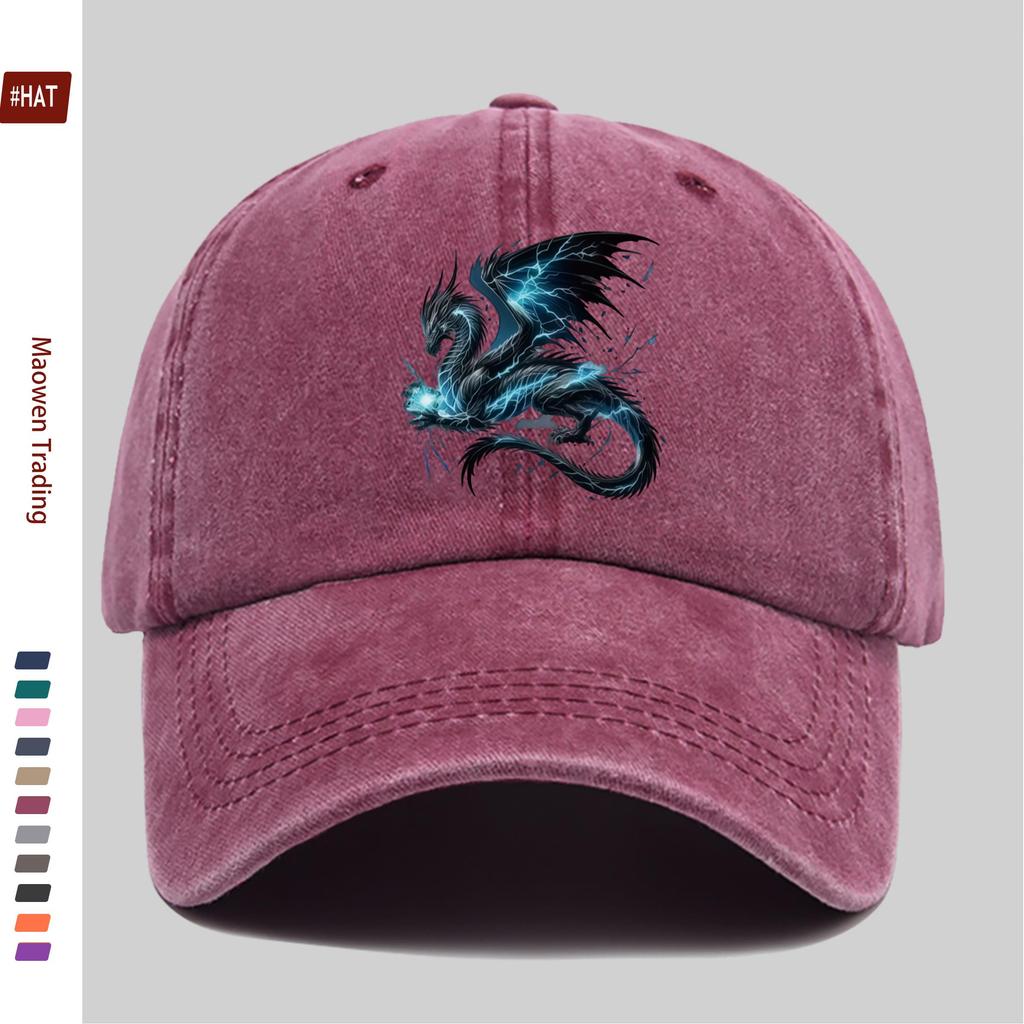pc pcs Unisex Adjustable Trucker Baseball Cap with Blue Dragon Print Snapback Buckle Closure Lightweight Suitable for Daily