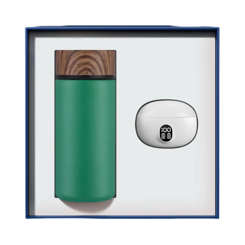 ZhiMeiHuanQiu Insulated Mug & Bluetooth Earbuds Gift Set
