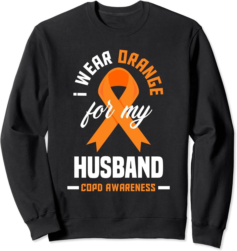 I Wear Orange For My Husband COPD Warrior COPD Awaren Unisex Crewneck Sweatshirt