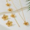 Exaggerated Metal Big Flower Earrings Necklaces Rings Set For Women Vintage Simple Geometric Texture Floral Wedding Jewelry Gift