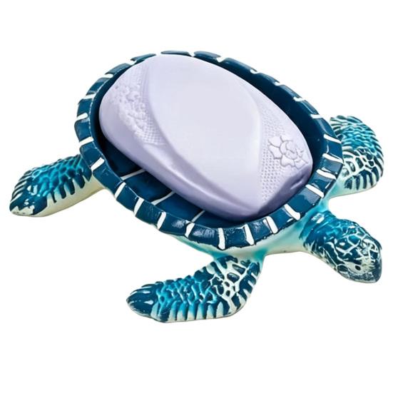 Turtle Soap Box with Drainable Design Resin Tortoise Soap Dish синий