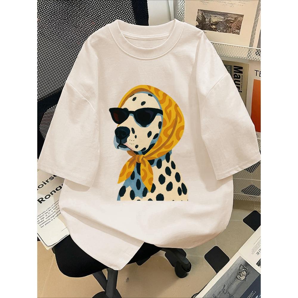 

2026 Summer Retro Womens Dalmatian Print TShirt Unisex Cotton and Breathable Short Sleeve Oversize Graphic T Shirts 4XL