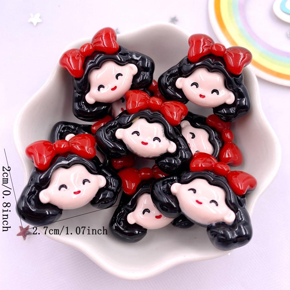Resin Colorful Kawaii Sister Princess Flat Back Cartoons Figurines 10PCS Scrapbooks DIY Phone Decor Bow Accessories Crafts OM428