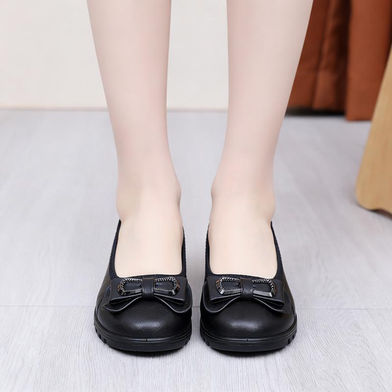 2026 Frühling Sommer Damen Ballerinas Reines Schwarz Weich Bequem Mutter Schuhe Slipper Marke Damen Tägliche Laufschuhe Übergröße 42