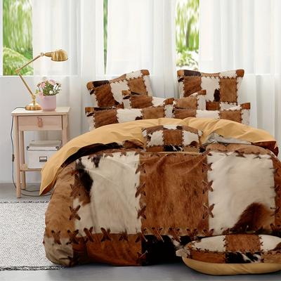 2/3pcs Animal Cowhide Duvet Cover Set - Soft and Comfortable Bedding for Bedroom and Guest Room - White Black Brown Cow Print