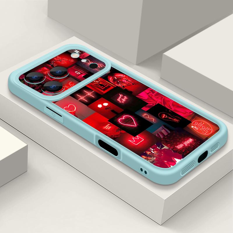 Red Heart Pattern TPU Phone Case For iPhone Air 16e 17 16 15 14 Pro Max 13 12 Pro 15 16 14 Plus Shockproof Soft Silicone Cover