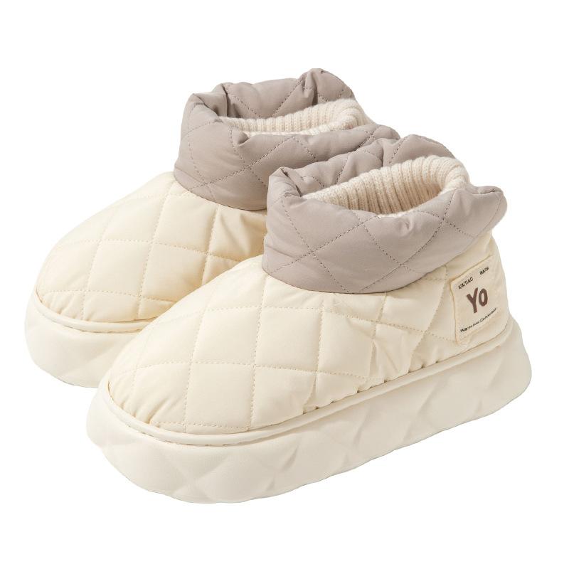 Autumn and Winter New Thickened Snow Boots Women's Thick-soled Waterproof Down Cloth Shoes Outdoor Couple Warm Cotton Shoes