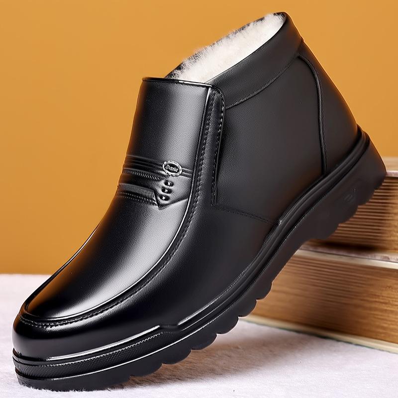 

Cotton shoes men s high-top winter velvet thickened warm soft leather wool snow boots 38